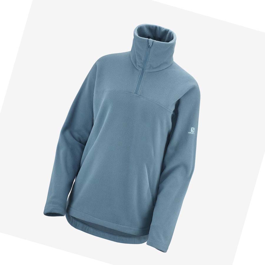 Salomon ESSENTIAL COSY FLEECE Kadın Kapüşonlu Sweatshirt Mavi | TR 2518ZUT